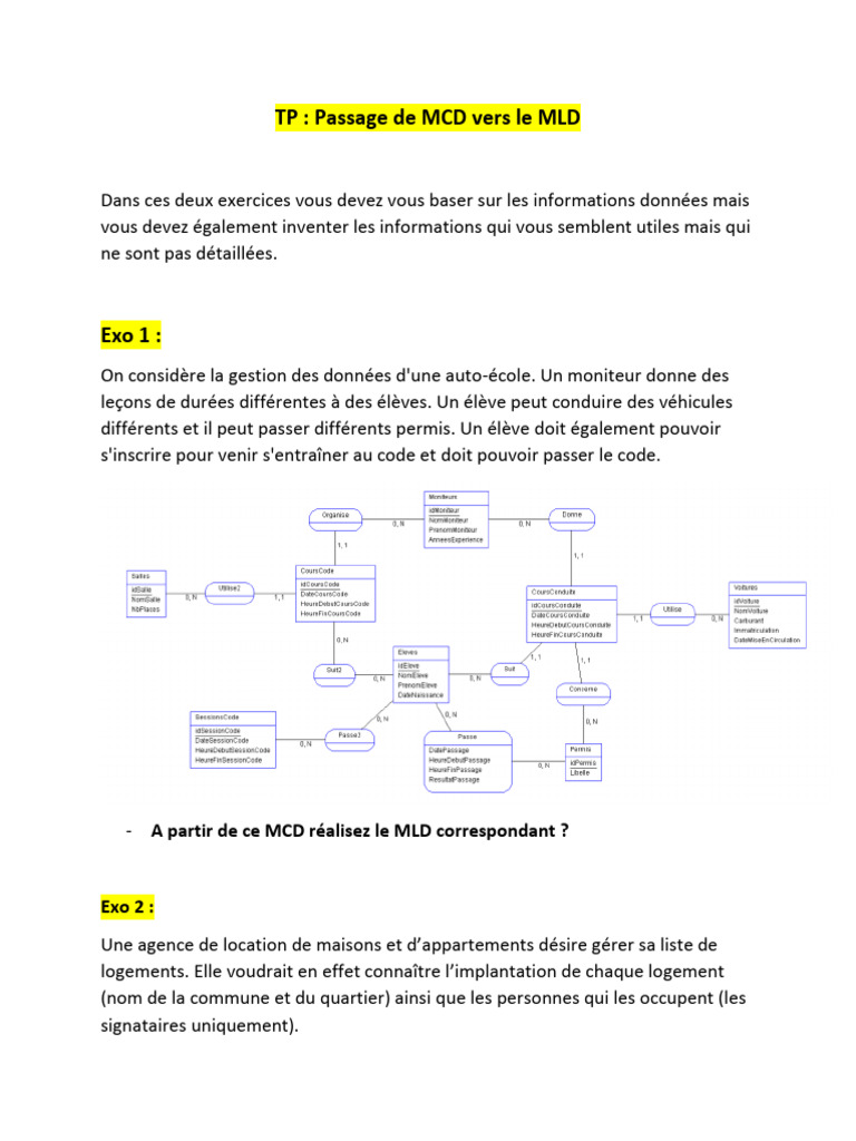 MCD Et MLD Pour Gestion De Donn es PDF volution De Carri re Droit