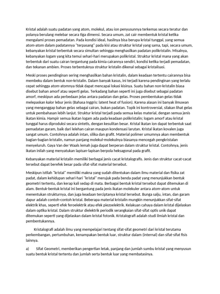 Pengertian dan Struktur Kristal | PDF | Teknologi & Rekayasa