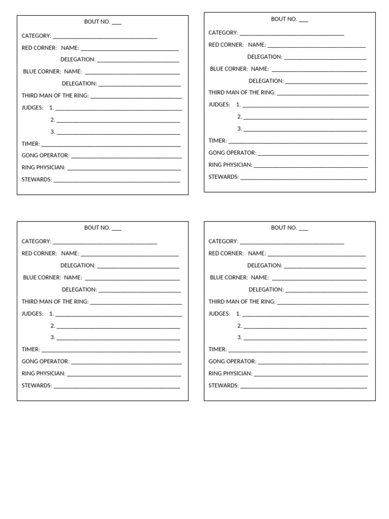 Boxing Match Registration Template | PDF