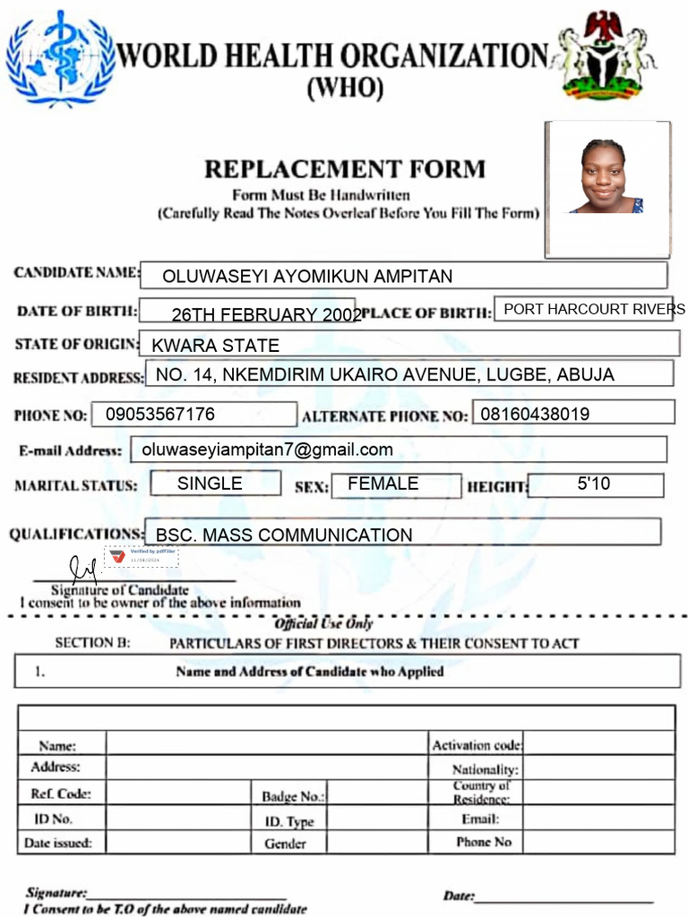 WHO Candidate Information Form | PDF