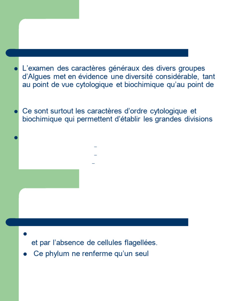 Classification et écologie des algues PDF Algue Phytoplancton — free download