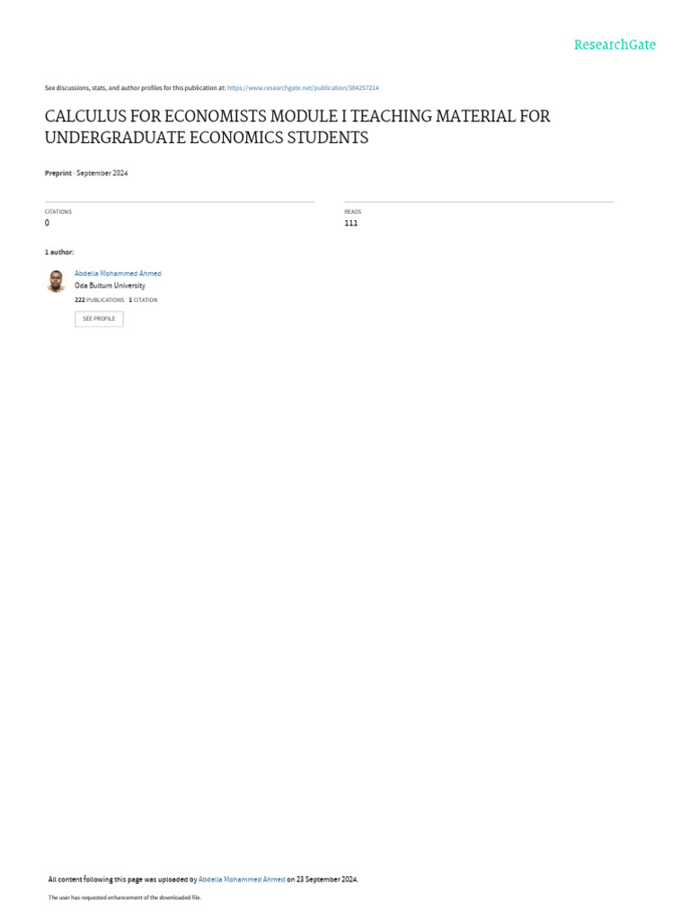 Calculus for Economists: Module I Guide | PDF | Economics | Function ...