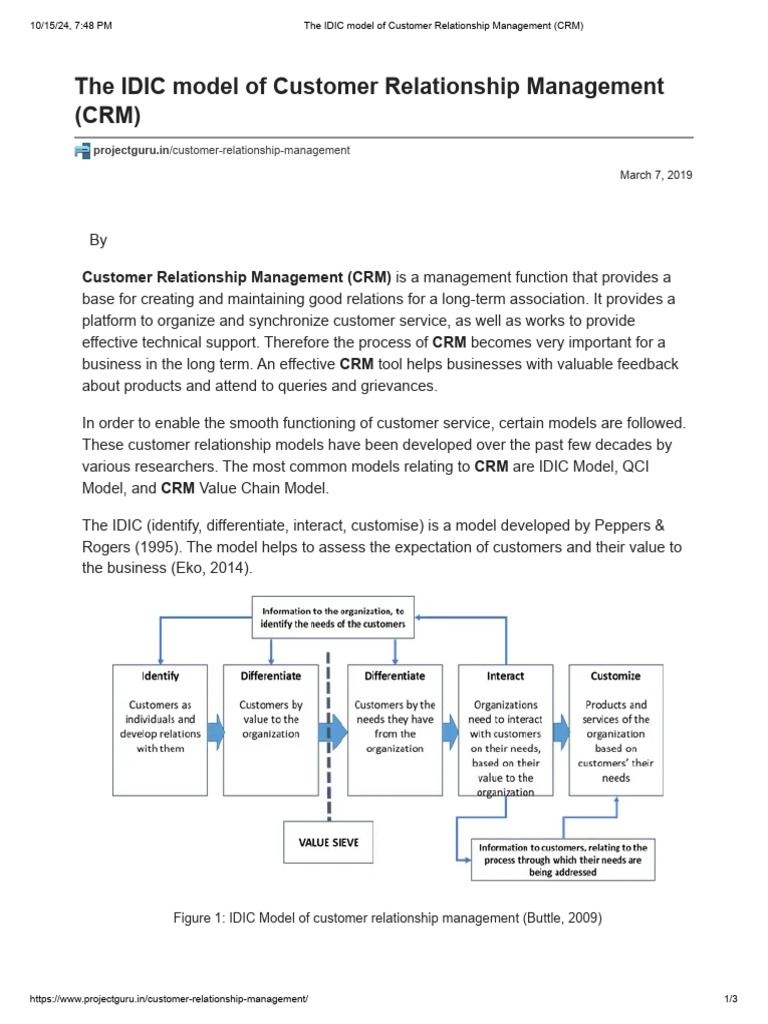 The IDIC Model of Customer Relationship Management (CRM) | PDF ...