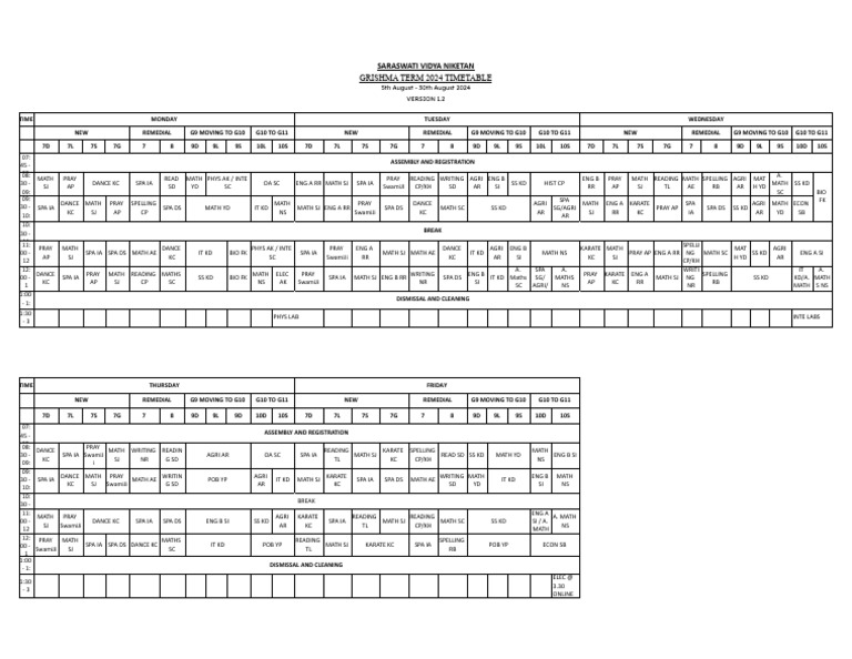 Timetable 24 1.2 | PDF