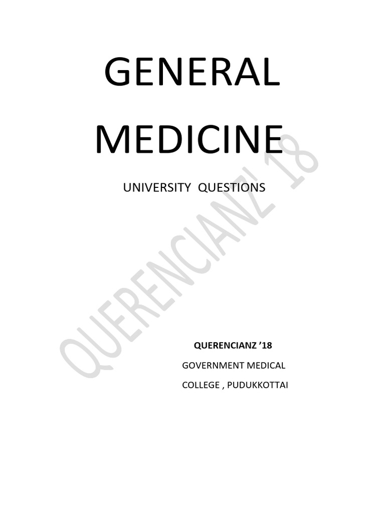 General Medicine Imp. Questions | PDF | Infection | Hiv/Aids