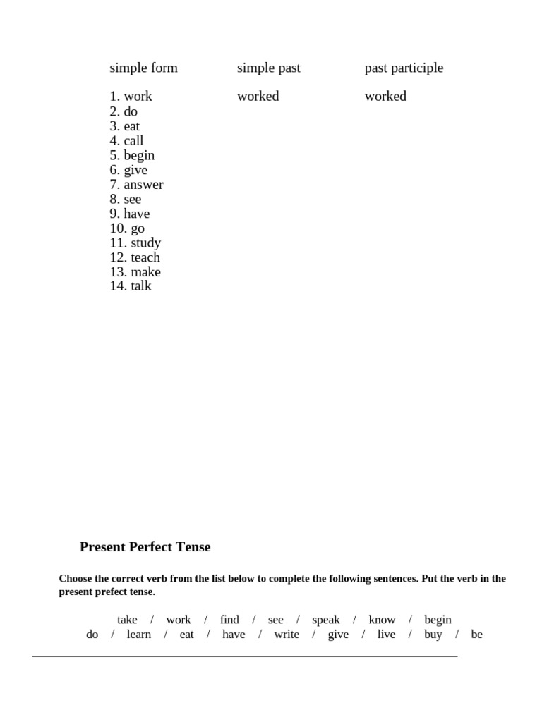 Simple Form Perfect | PDF | Verb | Linguistic Morphology