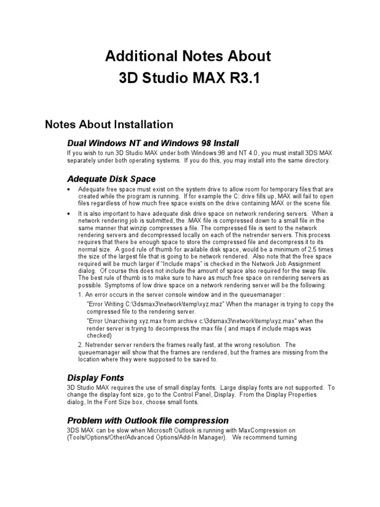 Additional Notes About 3D Studio MAX R3.1 | PDF | Rendering (Computer ...
