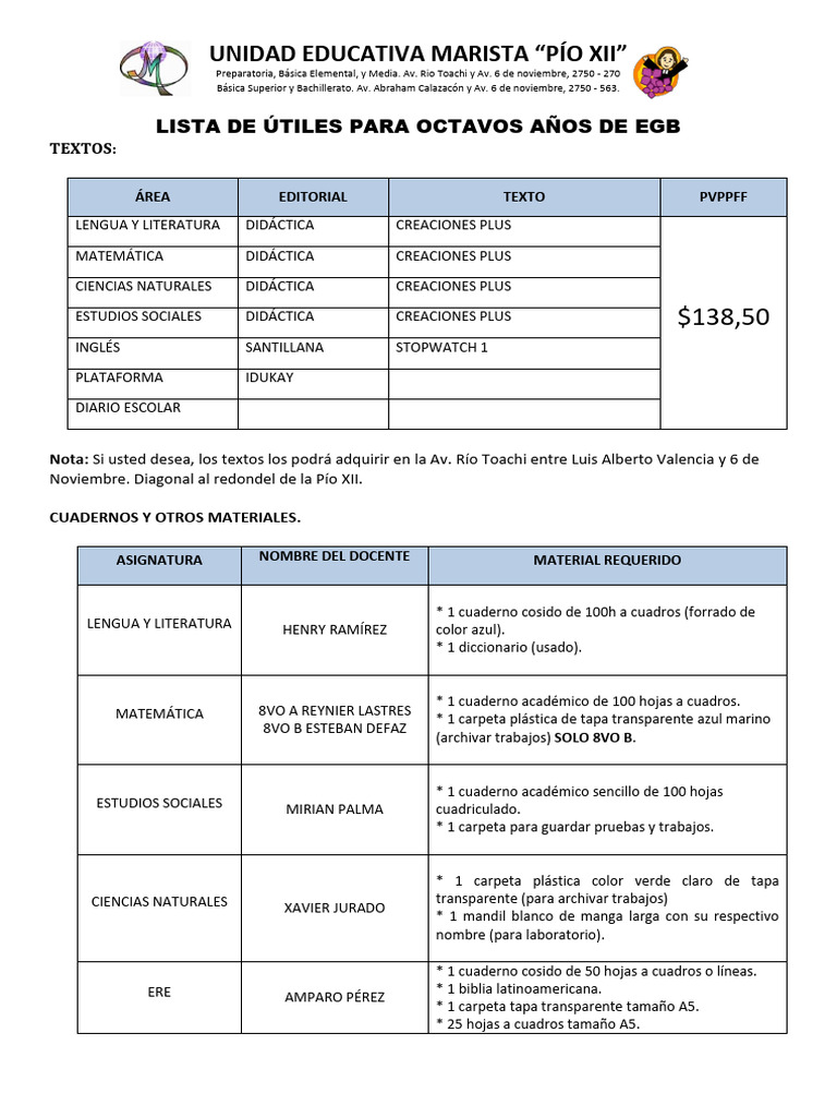 8vos Egb 2024 2025 | PDF | Cuaderno