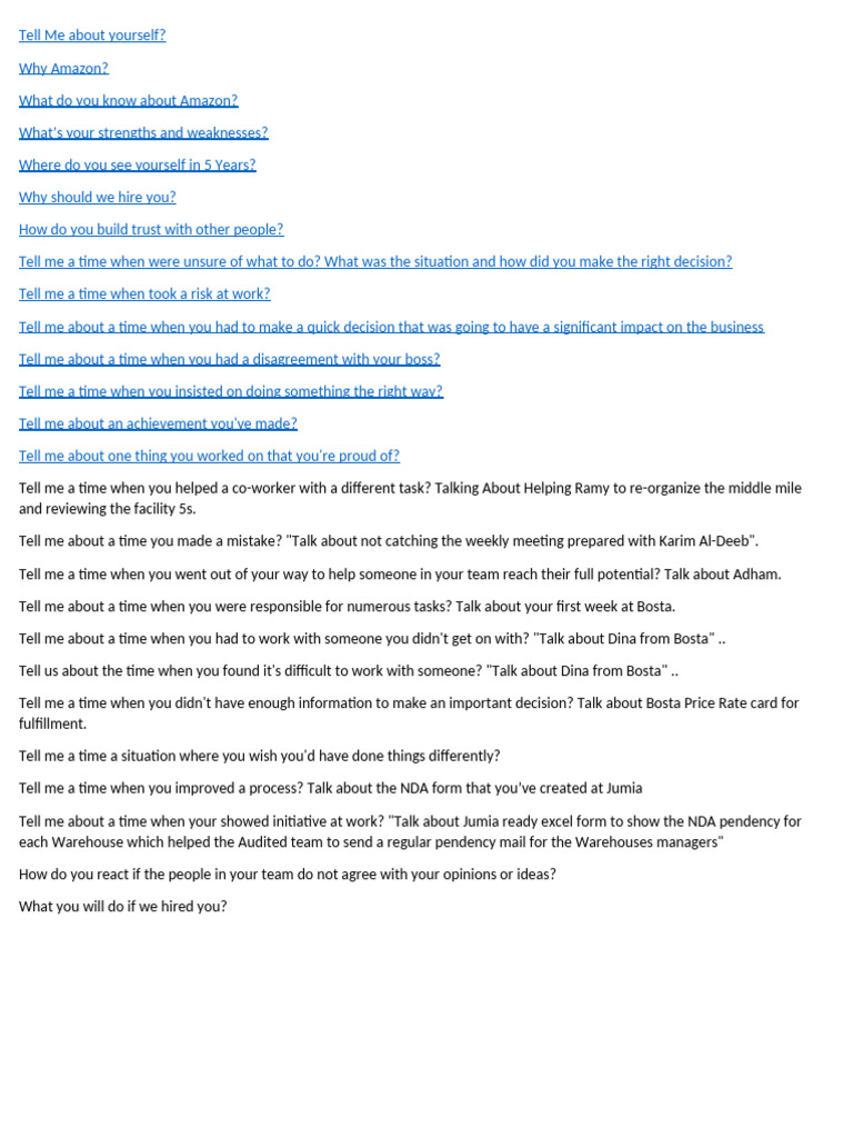 Amazon Questions | PDF | Performance Indicator | Warehouse