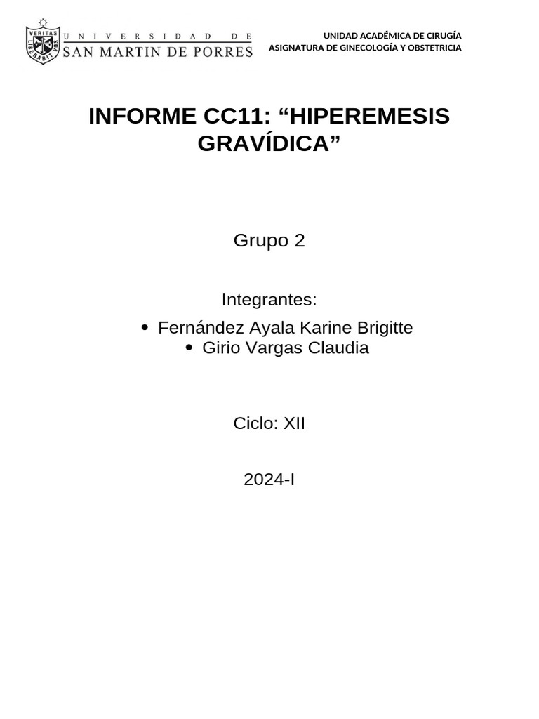 Informe CC11 | PDF | Parto | Medicina CLINICA