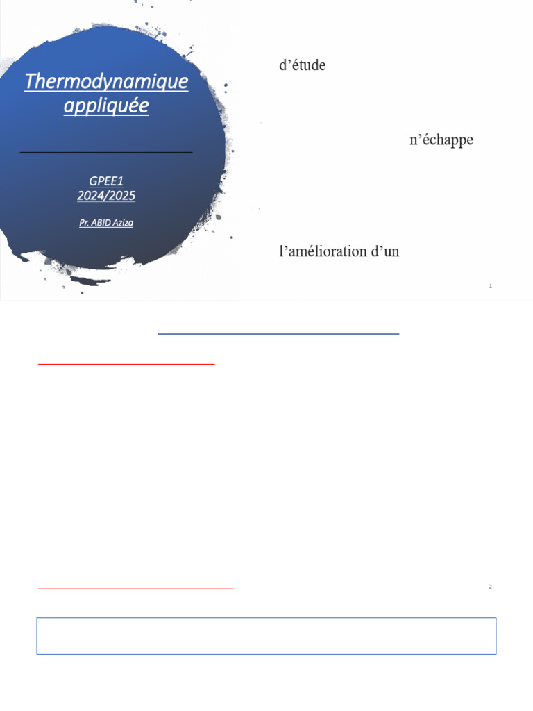 Cours Thermo Base | PDF | Thermodynamique | Équilibre thermodynamique