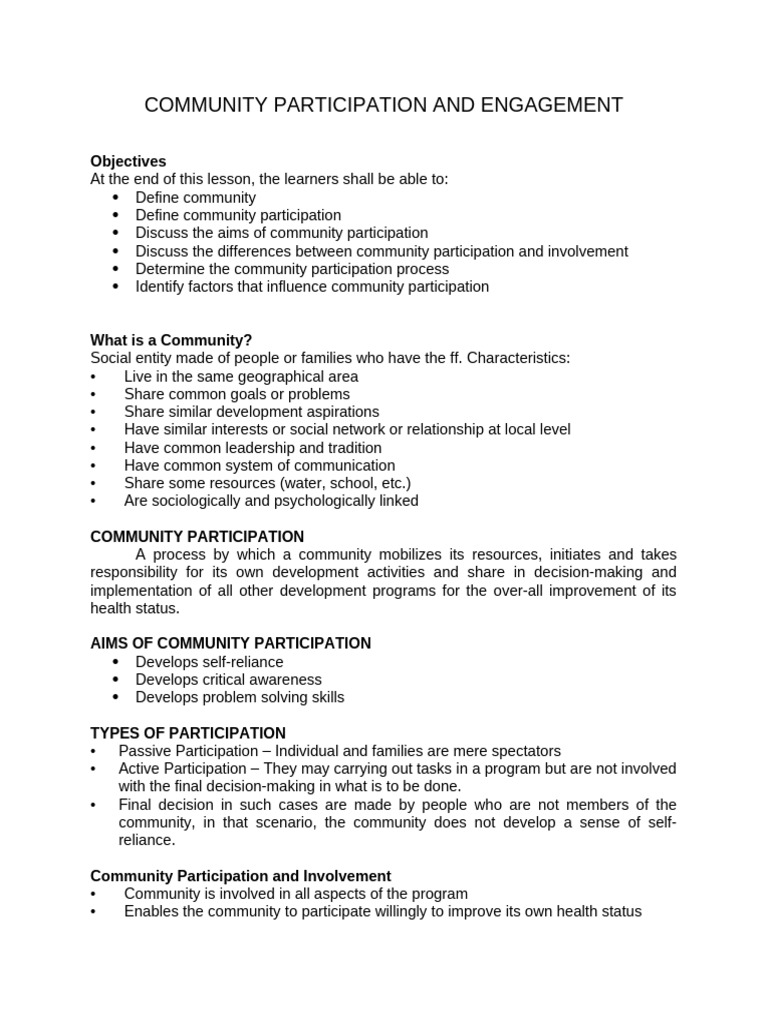 Community Participation and Engagement Guide | PDF | Community ...