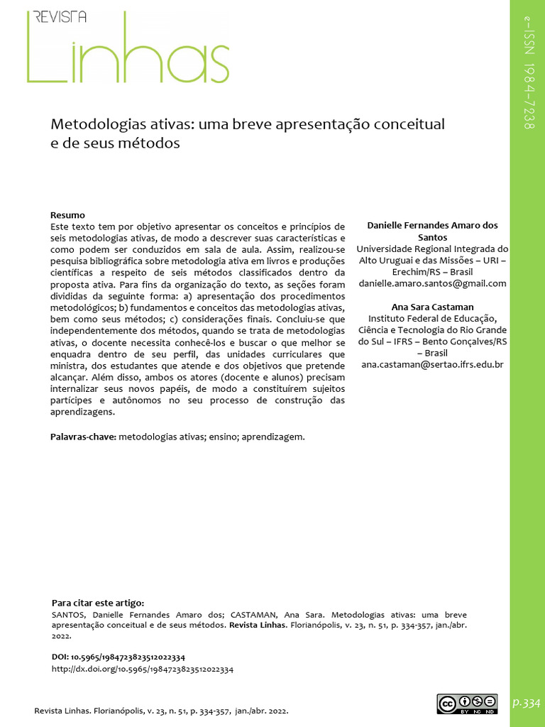 Metodologias Ativas no Ensino: Conceitos e Métodos | PDF | Aprendizado ...