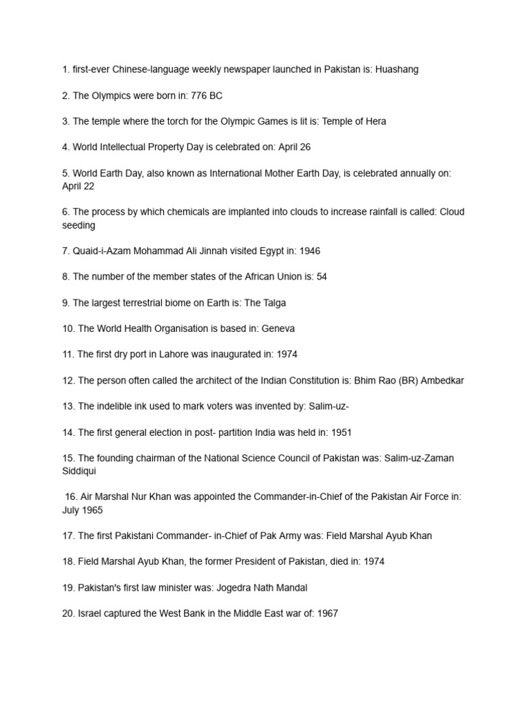 General Knowledge Pdf Pakistan Planets