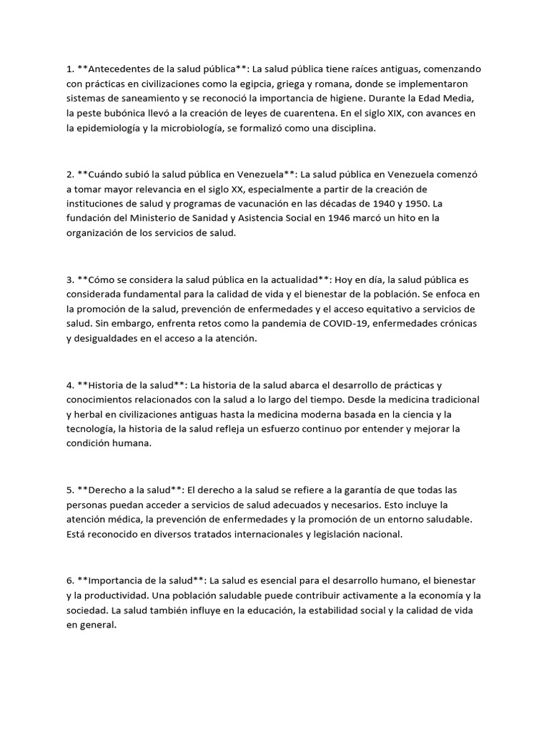 Historia y Retos de la Salud Pública en Venezuela | PDF | Salud pública ...