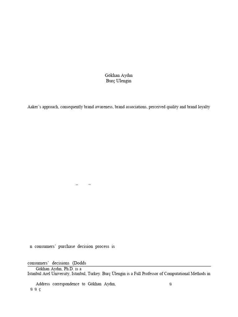 Aydin, G. | PDF | Brand | Structural Equation Modeling