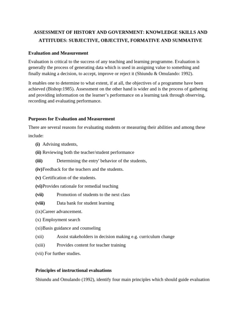 Evaluation Techniques in Education Assessment | PDF | Educational ...