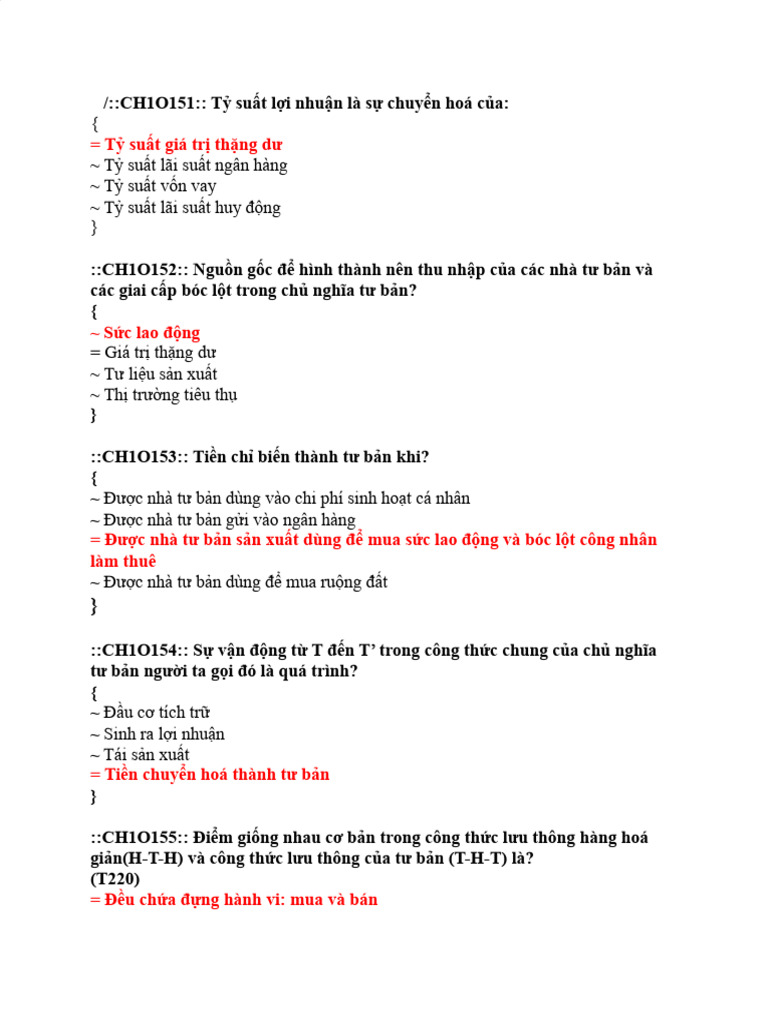 trắc nghiệm KTCT | PDF