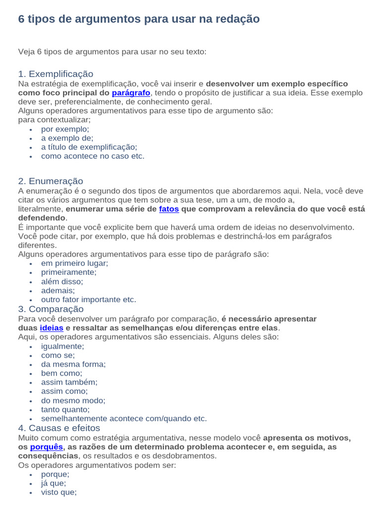 6 Tipos de Argumentos para Usar Na Redação | PDF | Tempo