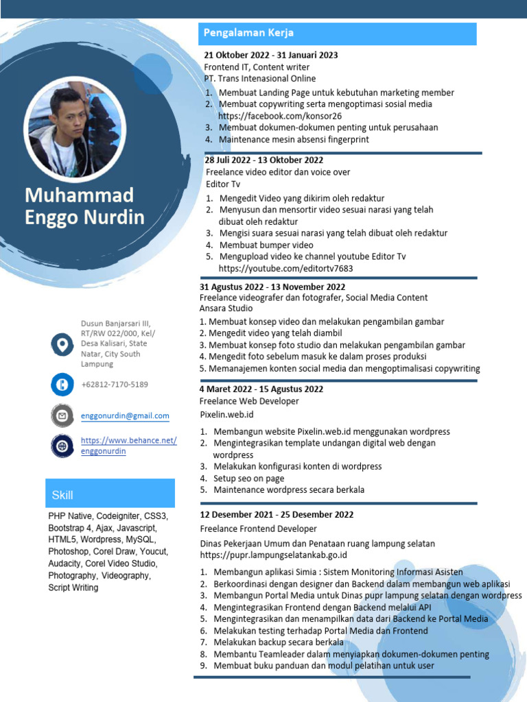 Pengalaman Muhammad Enggo Nurdin | PDF | Komputer