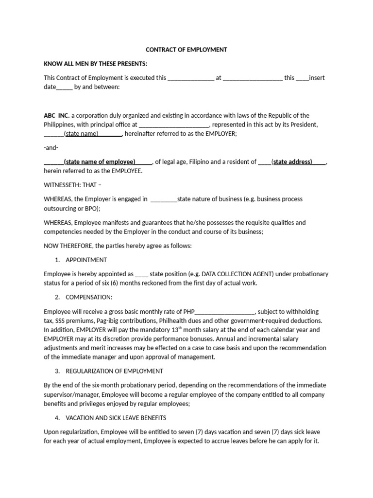 Regularization Contract | PDF | Overtime | Employment