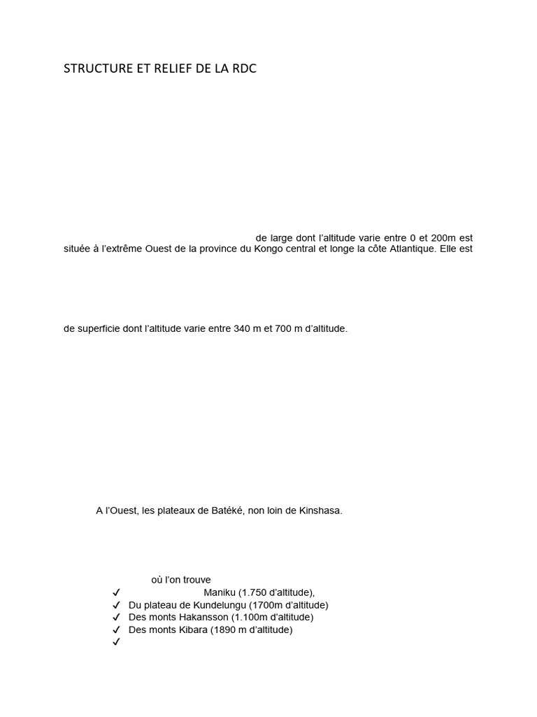 Relief et montagnes de la RDC | PDF | Montagnes | République ...