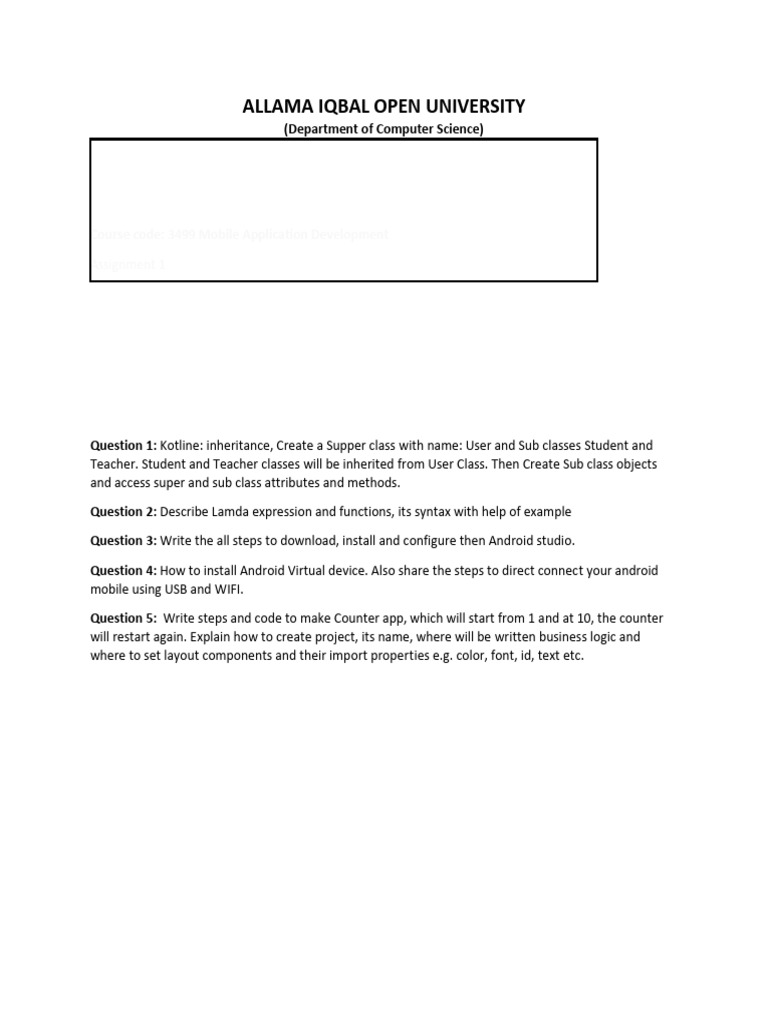 3499 Mobile Application Development Assignment 1 | PDF