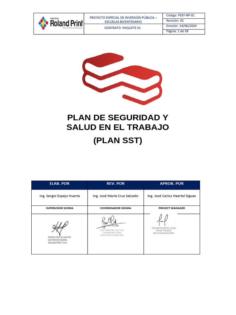 Plan de Seguridad y Salud en el Trabajo | PDF | Seguridad y salud ...