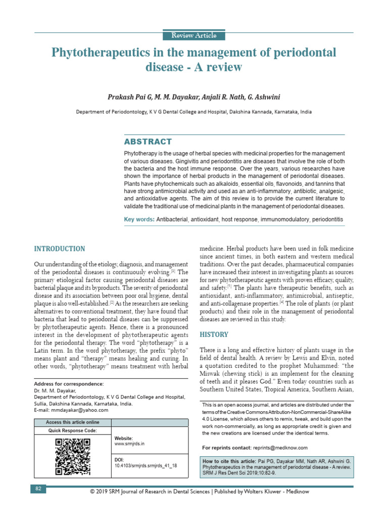 Phytotherapeutics in The Management of Periodontal.6 | PDF ...