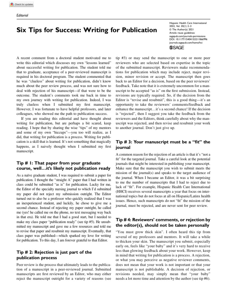 Tips for Writing Success in Publishing | PDF | Peer Review