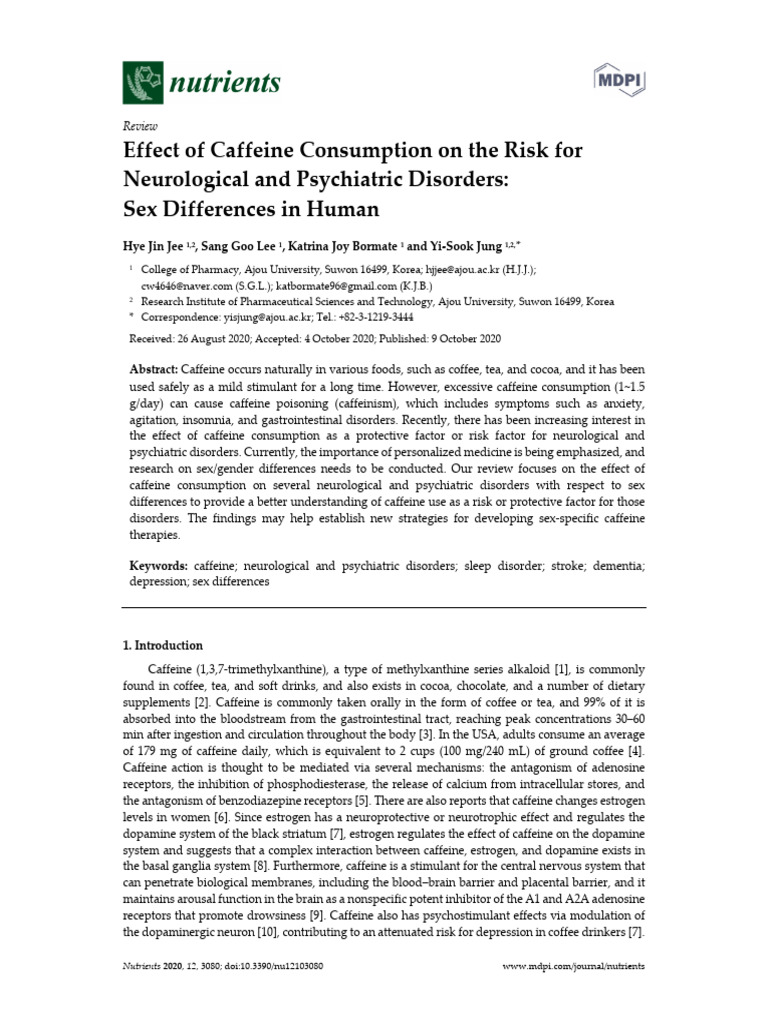 Effect of Caffeine Consumption On The Risk For Neurological and ...
