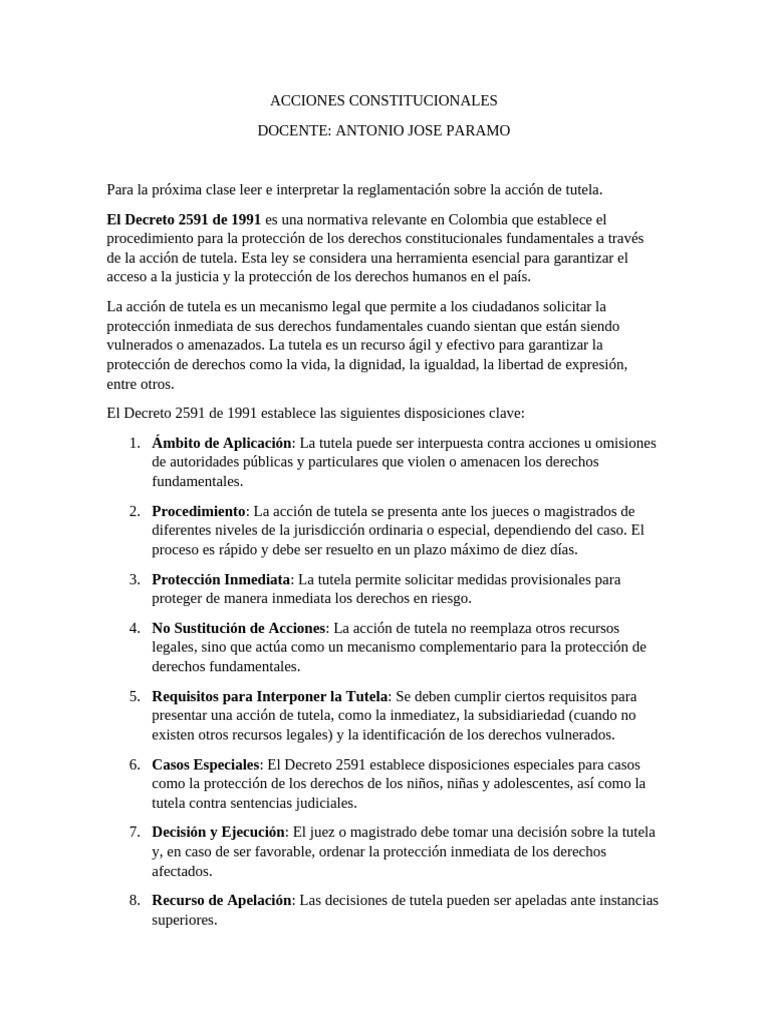 Apuntes de Acciones Constitucionales | PDF | Derecho Constitucional ...