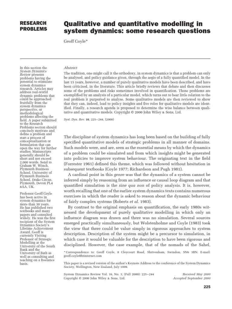 Qualitative vs Quantitative System Dynamics | PDF | Patient ...