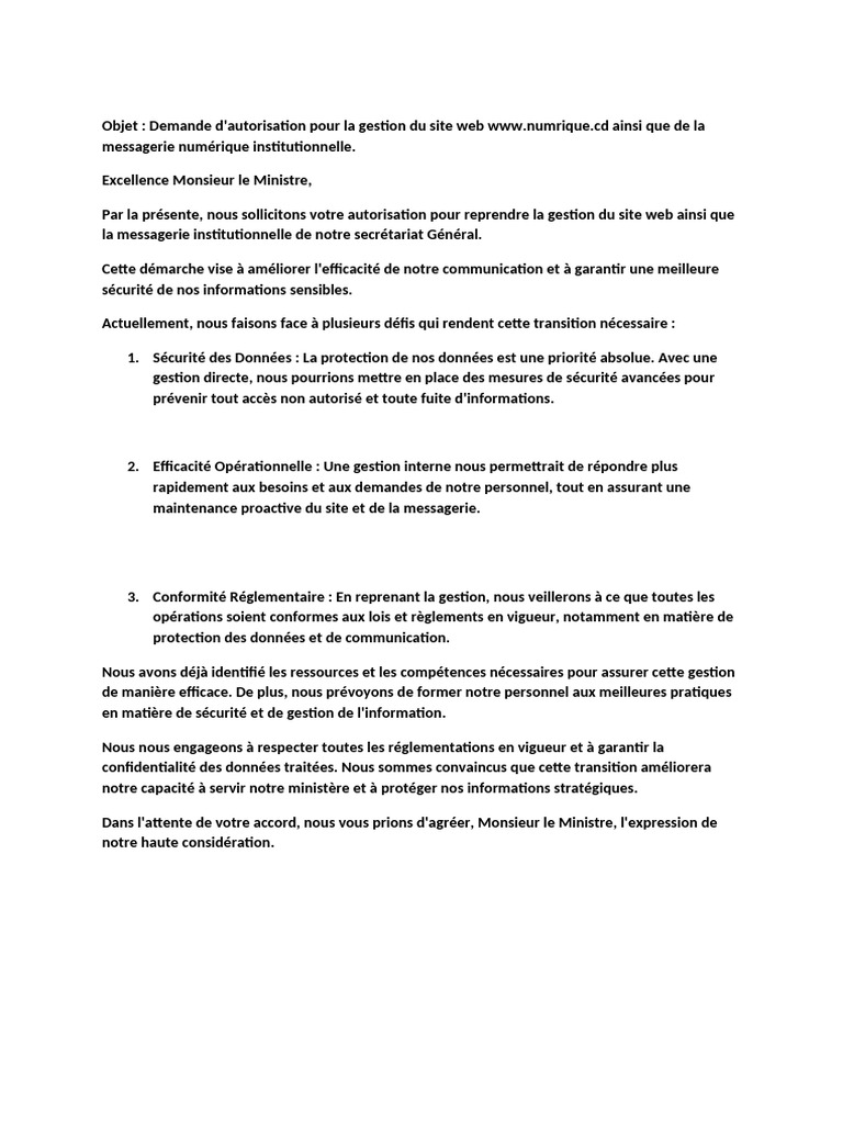 Demande de gestion du site web officiel | PDF