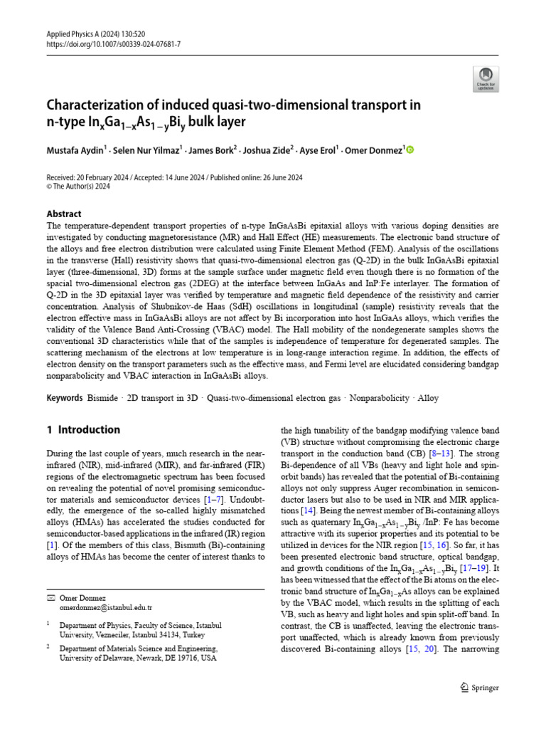 Characterization of Induced Quasi-Two-Dimensional Transport in N-Type ...