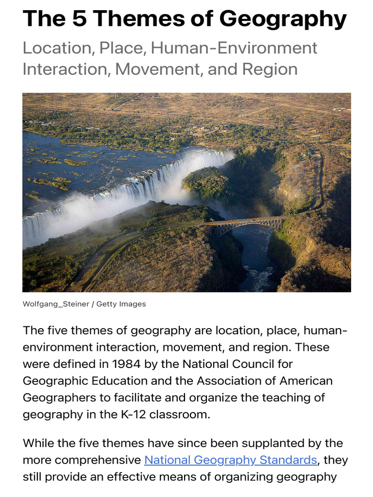The 5 Themes of Geography: Definitions and Examples | PDF | Geography ...