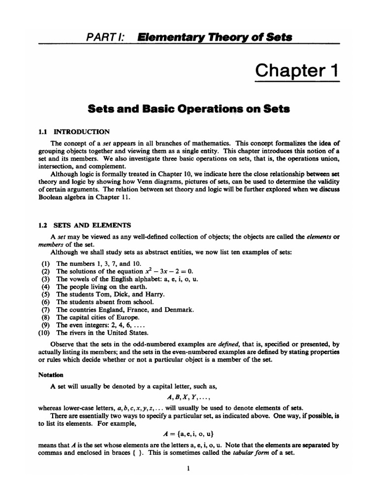 1 Sets and Set Operations | PDF