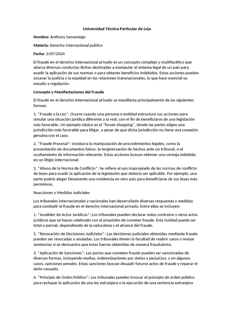 Fraude en Derecho Internacional Privado | PDF | Jurisdicción | Ley ...