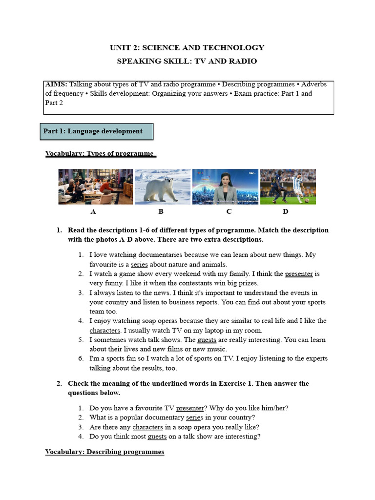 Unit 2 - Speaking | PDF | Reality Television | International English ...