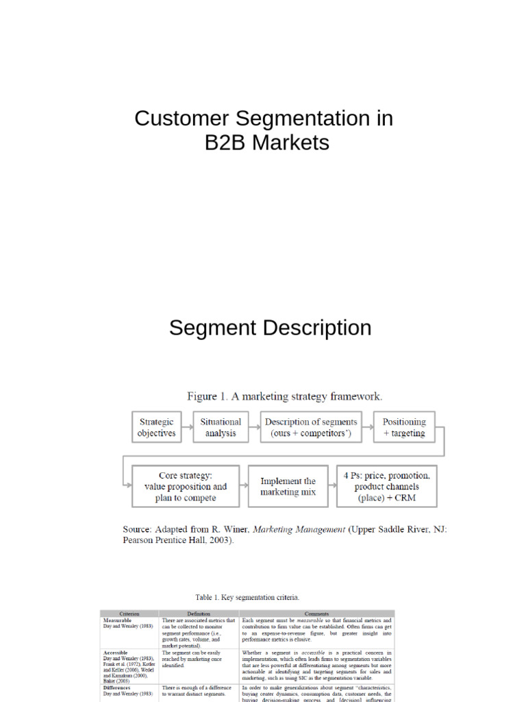 Customer Segmentation in B2B Markets | PDF