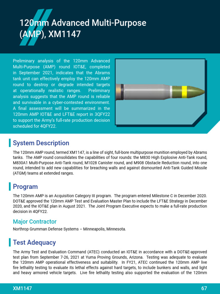120mm AMP Round IOT&E Overview | PDF | Anti Tank Warfare | Tanks