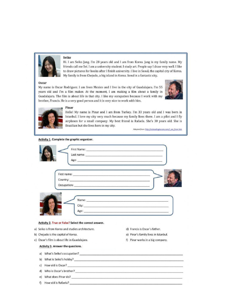 Practice #1 Personal Information and Numbers | PDF