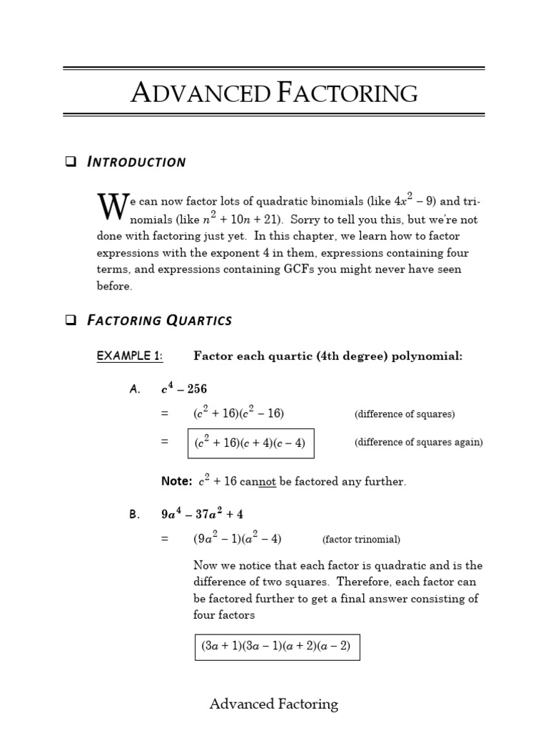 Advanced Polynomial Factoring | PDF | Factorization | Numerical Analysis