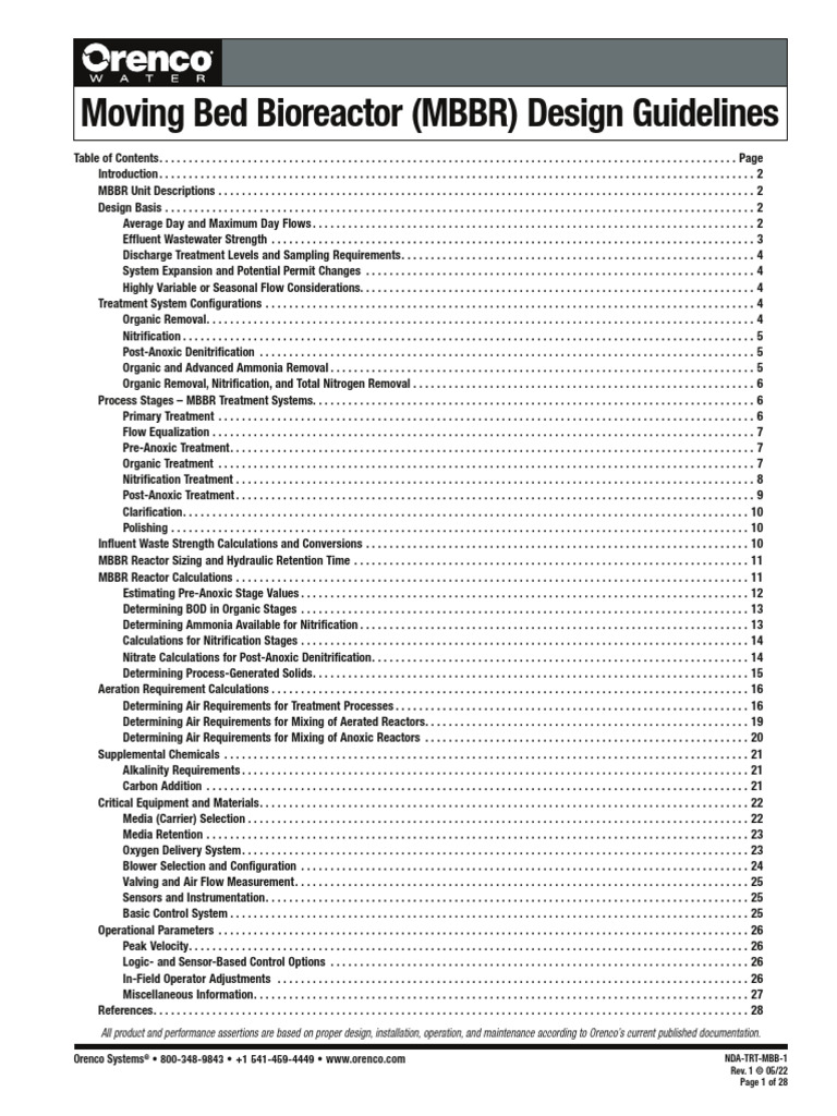 MBBR Design Guidelines Overview | PDF | Sewage Treatment | Alkalinity