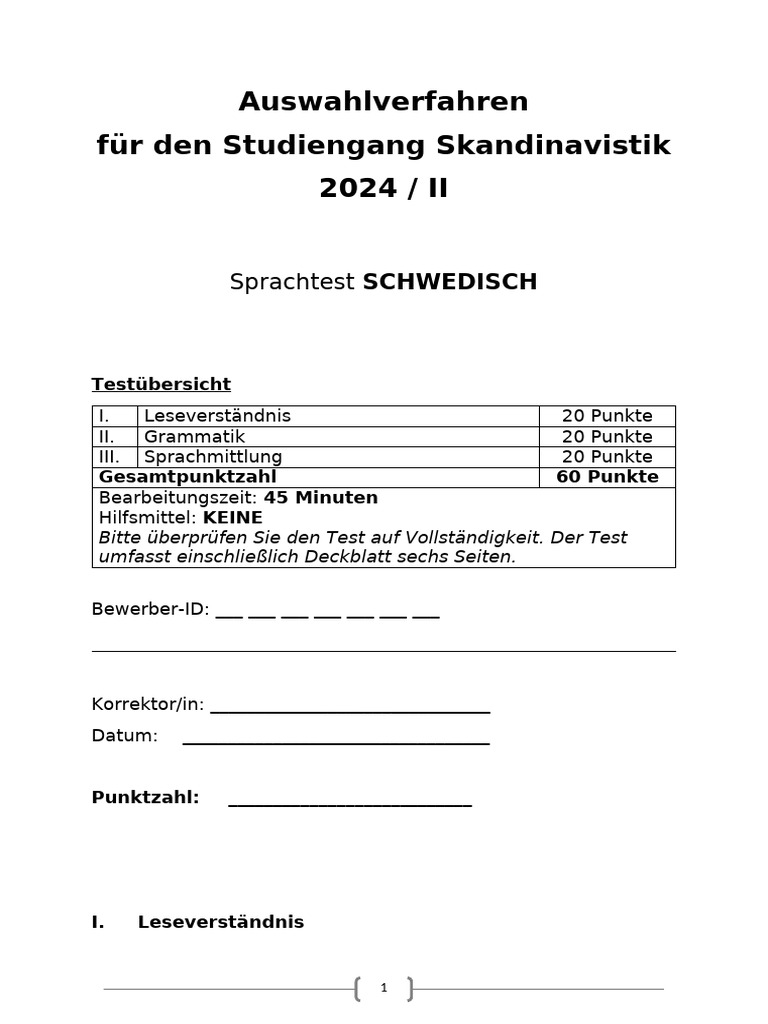 Sprachtest SCHW | PDF