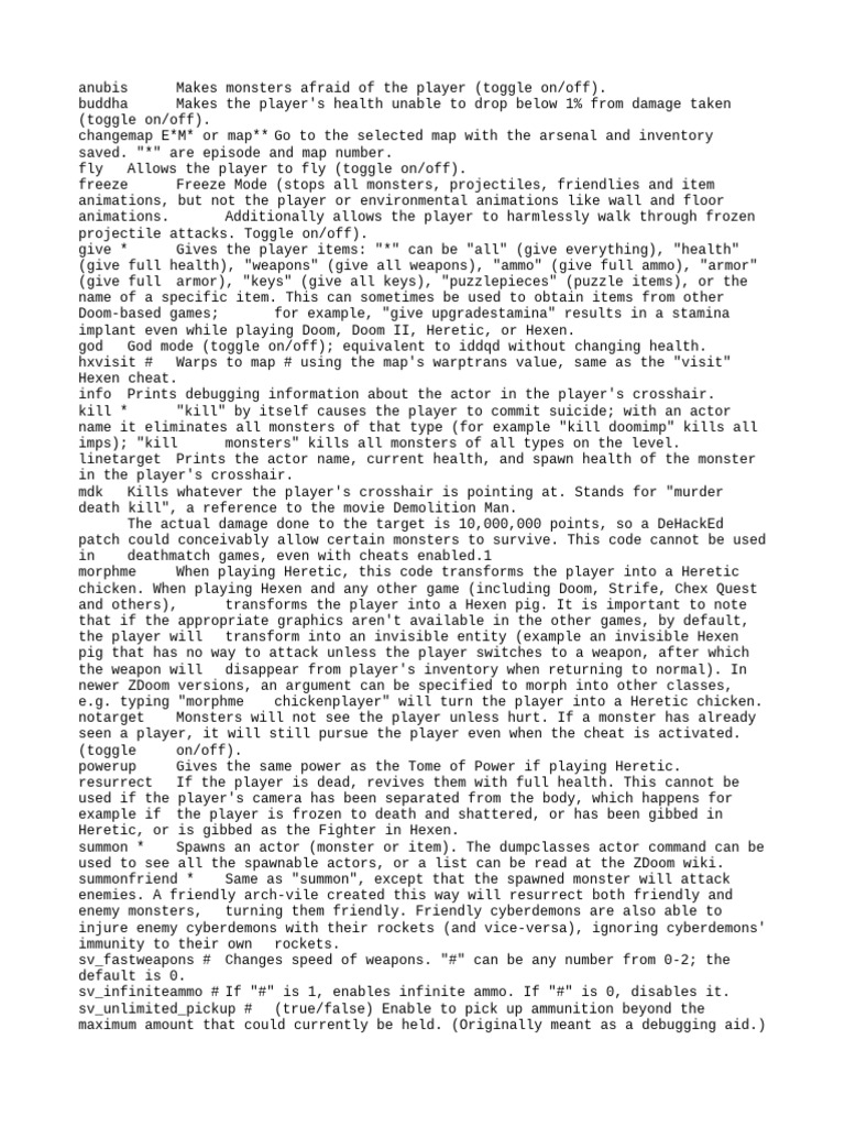 doom cheats | PDF | Video Game Gameplay