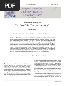 Thematic Analysis The Good, The Bad and The Ugly