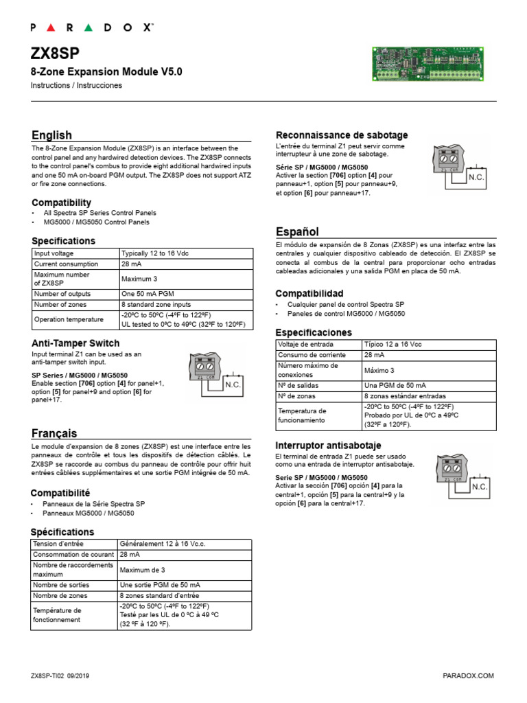 Module d'Expansion 8 Zones ZX8SP | PDF