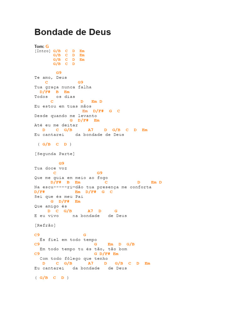 Cifra Bondade De Deus Pdf