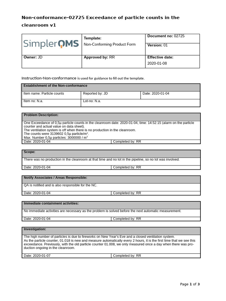 Non Conformance Example | PDF | Safety